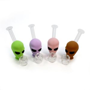 Hurtowa chroniona czaszka silikonowe rurki tytoniowe kolorowe mini zdejmowane 3D kreatywne obce szklane ręczne łyżka sucha rura wodna z paleniem miski