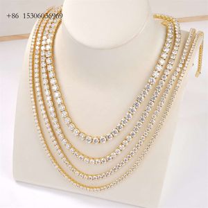 18 tum guldpläterad VVS Moissanite Tennis Diamond smycken halsband S Sterling Sier Tennis Chain