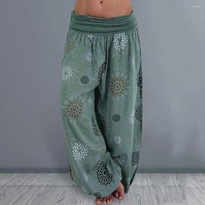 Pantaloni da donna pantaloni harem casual stampe etniche alla moda con elastico in vita sciolto gamba elegante per comfort