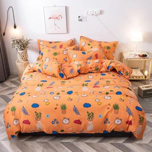 Bedding Sets Claroom Casa de desenhos animados Linha laranja capa de laranja conjunto de roupas de cama DL44# folhas simples e