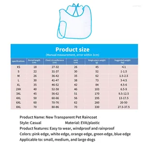 Köpek giyim evcil hayvan yavrusu şeffaf yağmur giysisi yağmurluk kapüşonlu su geçirmez ceket giysileri yumuşak pvc köpekler yağmur panço