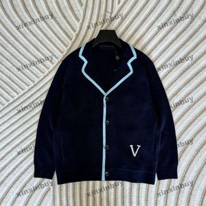 xinxinbuy Men designer Tee t shirt 2024 Italy Cardigan Letter jacquard 1854 Woolen sets long sleeve cotton women white black blue Khaki XS-XL