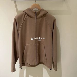 男性フーディー冬ロロブラウンカシミアフード付きジッパーコートピアナトップス