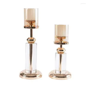 Kerzenhalter Nordic Creative Retro Gold Candlestick Kristallhalter Glas Hochzeitsmittelstücke für Tische Aredamento Casa Moderno D.