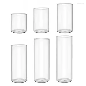 Vasos Modernos cilindros de vasos de flor de vidro transparente