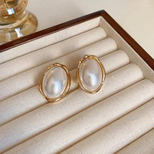 スタッドイヤリングトレンドバロック模倣真珠楕円デザインファッション韓国イヤリング女性パーティージュエリー卸売