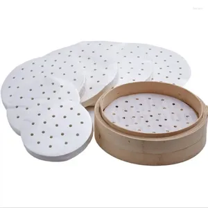 Bakningsverktyg 100/50st Luft Fryer Paper Steamer Round Silicone ångade bullar Anti-Stick Oil-Absorbing Pad Plate Parchment Papers