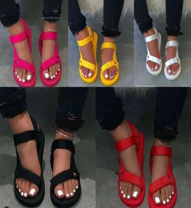 Wholesale Women summer Sandals plus size Flat platform slippers beachwear Bohemia candy color solid color hot selling fashion 00668008437