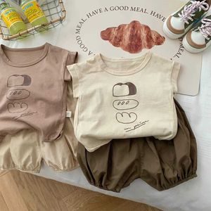 Conjuntos de roupas para roupas de bebê conjunto de roupas coreano conjunto de roupas de bebê impressa+shorts definido