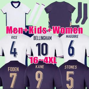 24 25イングランドサッカーシャツベリンガムラッシュフォードケイン2024ユーロフットボールキットホームホワイトアウェイメンキッドキット女性サカライスフォーデン16-4XL