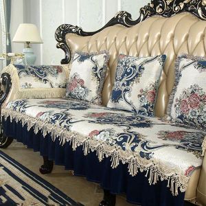 Coperchio di sedia Copertura europea per divano 3/4 posti non slittamento a forma di lussuoso divano in pelle mobili a poltrona slipcover chaise lounge