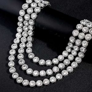 Tennis Fashionable new hip-hop round tennis necklace mens and womens ice out sparkling crystal necklace rock rapper jewelry gift d240514