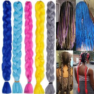 41-calowy pojedynczy Ombre Kolor Multikologowy zielony różowy syntetyczny przedłużenie włosów Twist Jumbo Braid Kanekalon Hair Bulks Dreadlock Dhl