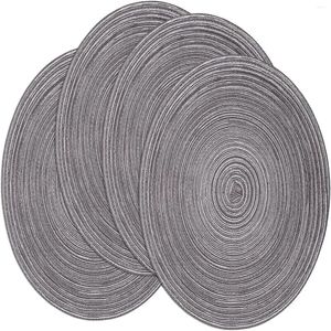 Table Mats Round Placemats Set Of 4 Braided 15 Inch Cotton Polyester Woven For Dining Holiday Party