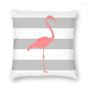 Pillow Náutico capa de capa em casa decorativa flamingo em prata Cinza branca listras de travesseira para sala de estar