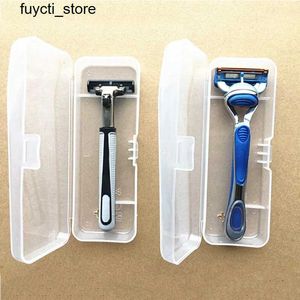 Förvaringslådor BINS BORRABLE Travel Mens Shaver Box Shaver Machine Container Holder Shaver Box Transparent Plastic Shaver Blad Storage Box S24513