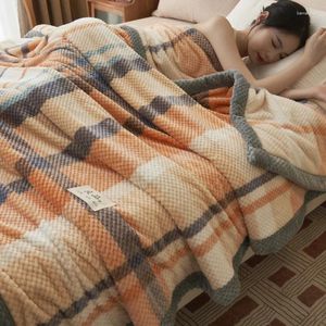 Blankets Doudou Fleece Jacquard Blanket Soft And Comfortable Skin Friendly Winter Suitable For Bedroom Office Sofa Travel Leisure