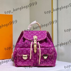 الزي اليومي Girls Vintage Designer Rose Red Old Flower Flower Denim Backpack Bag Bag Bag Bag Bag Top Houndes Luxury Handbags with 30x28x19cm