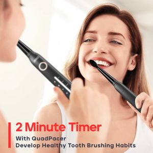 Seago Sonic Electric Toothbrush Tooth brush USB Adult Ultrasonic Teeth Cleaning 10 Replacement Heads 240529