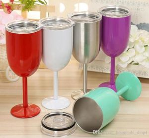 Vetro di vino in acciaio inossidabile di fabbrica 9 colori da 10 once bicchieri da vino sottovuoto a doppio strato thermos tazza di bevande per bevande rosse tazza di vino rosso7333516