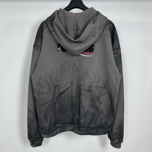 Sokak Amerikan Tarzı Hoodie 23FW El Çizilmiş Graffiti Cola Siyah Tutkal Zipper ET Hood