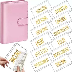 Cash Budget Stock A6 PU Leather Envelope Organizer Personal Wallet 12 Binder Pockets Zipper Folders For Planner Saving Money