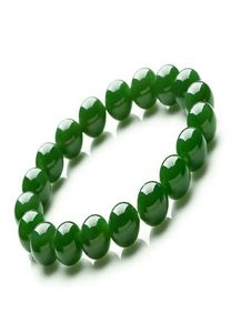 Äkta naturliga gröna jade armband herr jades stenpärlor elastiska pärlor jasper armband för kvinnor fina smycken pi xiu armbangles2670367