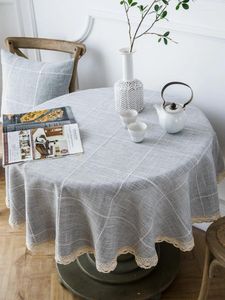 Tischtuch moderne minimalistische runde Tischdecke Baumwolle und Leinenfarb Haushalt kreisförmiger Tee