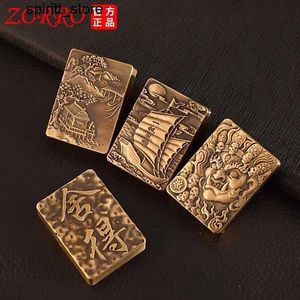 Lighters Zorro Pure Miedziana Lampa gazowa 912S ciężka pancerz 3D Relief Ciąg Kołek Lampa zapłonowa Mens Palenie S24513 S24513