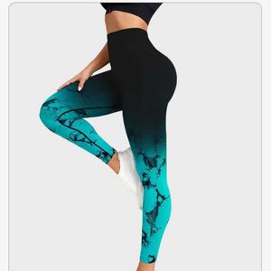 Leggings femininas 2023 Novo gradiente Tie Tye Pants Women Women Ensamless Sport Leggings Cintura alta e elevador de elevação do quadril Tampes elásticas Y240508