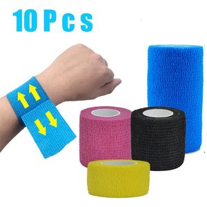 10 rullar Athletic Wrap Tape Självhäftande Elastiskt bandage Elastoplast Sports Protector Knäfinger axel tatuering Tillbehör 240506