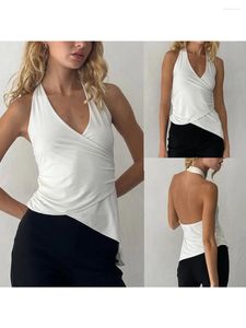 Women's Tanks Women S Summer Sexy Open Back Halter Neck Sleeveless Tank Top Y2k Trendy Slim Fit Backless Going Out Crop Tops