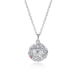 Sterling Silver Necklaces Crystal From Swarovski Elements S925 Silver Colored Ball Pendant Necklace Trendy Ladies Christmas Gifts POTAL 260O