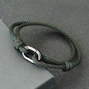 Charm Bracelets 2023 Rope Bracelet Men Adjustable Double Layer Handmade Sliding Buckle Macrame Braslet Surfing Jewelry Pulseira Corda Masculina Y240510