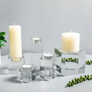 Titulares de vela Modern Crystal Glass Small tealight title Table Piece Decorações Coffee Casamento Decoração de casa Acessórios