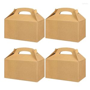 Embrulhar 50 PCs Candy Boxes Favors Favors Snack Goodie Bags With Handle Paper Cookie Gable Khaki