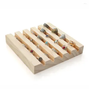 Dekorativa plattor massivt trä ringhållare smycken förvaringsbricka räknare Finger prop prydnadsstativ