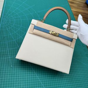 KL25 Fully Hand Stitched Wax Thread Handbag 10A Top Quality Goat Leather Color Block Handbag Fashionable Gold and Silver Logo Wallet Luxury Designer Womens Wallet