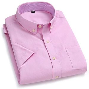 Camisas de vestido masculinas Men camisas de tecido oxford Turn Down Colla Bollot Bollot Bollot Button Slve Color Solid Summer Smart Casual Dress Y240514