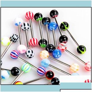 Zungenringe Zungenringe 100pcs/Los Body Schmuck Mode Mischfarben Zähle Bars Langhantel Piercing C3 Drop Lieferung 2021 Dhseller2010 DHNR3