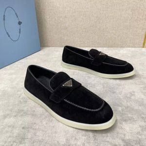 Summer Walk Men's Loafers Dress Sneakers Shoes Flat Low Top Suede Cow Leather Oxfords Suede Moccasins Gummi Sole Gentleman Footwear