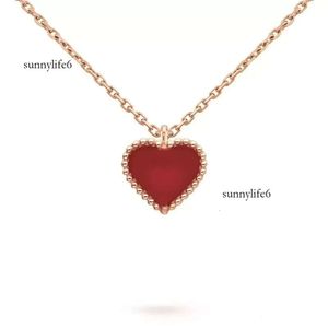 Sweet Heart Pendant Necklace Designer Jewelry Sterling Sier Rose Gold plated Four Leaf Clover Red heart shaped designer necklaces for women woman wedding