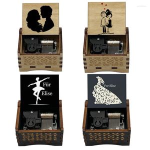 Figurine decorative per Elise Clockwork Tipo di musica in legno nero Box decorazione per la casa Ornament Year Christmas Girlfriend Girlfriend