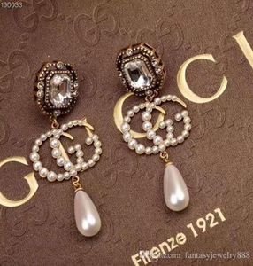 new stud in Europe and the United States luxury custom brass diamond pearl stud8775803