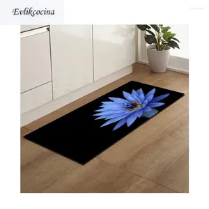 Bath Mats Blue Lotus Banyo Paspas Anti Slip Mat Door Floor Tapete Banheiro Mattor för Toliet Non Alfombra Bano