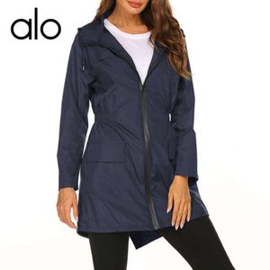 Desginer Aloe Yoga Jacket Top Shirt Clothe Short Woman Hoodie Autumn and Winter Womens New Outdoor Sprint Coat with Waist Wrapped Hooded Lightweight Raincoat for Wom