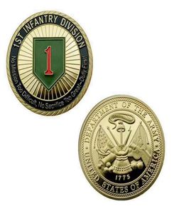 20pcs non magnetico 1775 USA Sfida dell'esercito artigianale militare 1 ° divisione di fanteria Divisione Grande Soldati Honor Gold Value Coin Co3209457
