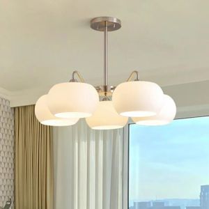 LED NORDIC GLASS PENDANT CREAM CREAM 3/5 HEAD HADING LAMP E27 LIGHTING FINGURE غرفة المعيشة غرفة نوم غرفة طعام داخلية LED LED