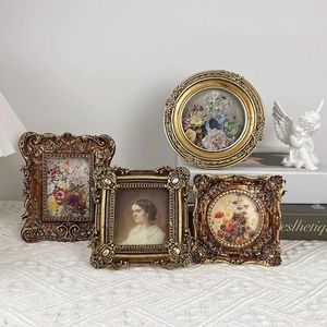 Frames Small Antique 3 X Round Picture Frame Mini Vintage Ornate Po Old Fashioned Gallery Art Deco Bronze Gold