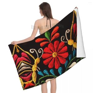 Towel Mexican Butterflies And A Red Flower Beach Personalized Colorful Traditional Embroidery Soft Linen Microfiber Bath Towels